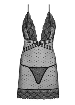Czarna koszulka damska i stringi Comiran Black LC 90572, Kolor czarny, Rozmiar S/M, LivCo Corsetti Fashion ze sklepu Intymna w kategorii Koszule nocne - zdjęcie 184133495