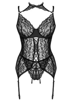 Czarny koronkowy gorset i stringi Giellandra, Kolor czarny, Rozmiar S/M, LivCo Corsetti Fashion ze sklepu Intymna w kategorii Komplety bielizny damskiej - zdjęcie 184133577