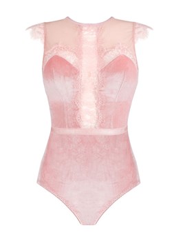Welurowe body damskie z koronką Jadore, Kolor róż pudrowy, Rozmiar S/M, LivCo Corsetti Fashion ze sklepu Intymna w kategorii Body damskie - zdjęcie 184133597