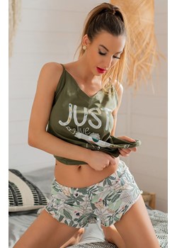 Piżama damska krótkie spodenki i koszulka na ramiączkach Phasco Khaki 2413, Kolor khaki, Rozmiar L/XL, LivCo Corsetti Fashion ze sklepu Intymna w kategorii Piżamy damskie - zdjęcie 184133778