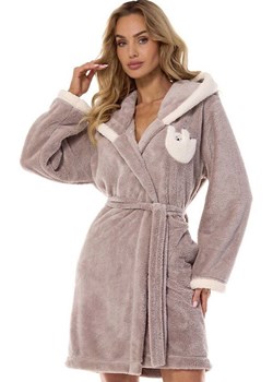 Krótki szlafrok damski z kapturem opal 2411 Lazy, Kolor opal, Rozmiar XL, L&amp;L ze sklepu Intymna w kategorii Szlafroki damskie - zdjęcie 184133946