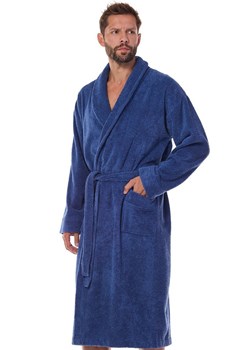 Długi szlafrok męski granatowy 2450, Kolor granatowy, Rozmiar 2XL, L&amp;L ze sklepu Intymna w kategorii Szlafroki damskie - zdjęcie 184134029
