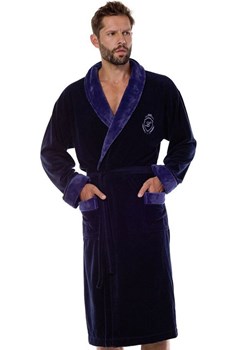 Bawełniany szlafrok męski 2458 Diego, Kolor granatowy, Rozmiar 2XL, L&amp;L ze sklepu Intymna w kategorii Szlafroki męskie - zdjęcie 184134059