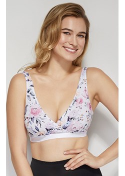 Biały miękki biustonosz Mama Basic Lilly w kwiaty, Kolor fioletowo-biały, Rozmiar S, Mitex ze sklepu Intymna w kategorii Bielizna ciążowa - zdjęcie 184137709