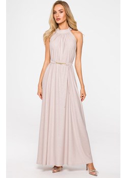 Suknia maxi z dekoltem typu halter w kolorze szampańskim M721, Kolor szampański, Rozmiar uniwersalny, MOE ze sklepu Intymna w kategorii Sukienki - zdjęcie 184137997