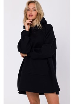 Sukienka z kapturem i kieszenią kangurek czarna M762, Kolor czarny, Rozmiar L/XL, MOE ze sklepu Intymna w kategorii Sukienki - zdjęcie 184138146
