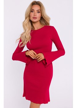 Sukienka prążkowana z poszerzonymi rękawami czerwona M821, Kolor czerwony, Rozmiar 2XL/3XL, MOE ze sklepu Intymna w kategorii Sukienki - zdjęcie 184138428