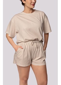 Mona bawełniana piżama damska ecru Stripe Short Sleeve, Kolor ecru, Rozmiar L, Mona ze sklepu Intymna w kategorii Piżamy damskie - zdjęcie 184139136