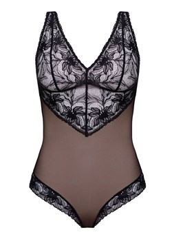 Koronkowe body damskie Sarah, Kolor czarno-beżowy, Rozmiar S, Mefemi ze sklepu Intymna w kategorii Body damskie - zdjęcie 184140288