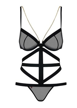 Obsessive czarne body damskie z łańcuszkiem Bondy teddy, Kolor czarny, Rozmiar S/M, Obsessive ze sklepu Intymna w kategorii Body damskie - zdjęcie 184141507