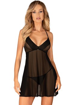 Obsessive prześwitująca czarna koszulka babydoll i stringi Latinesa, Kolor czarny, Rozmiar XS/S, Obsessive ze sklepu Intymna w kategorii Koszule nocne - zdjęcie 184141985