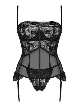 Obsessive czarny koronkowy gorset i stringi Serena love, Kolor czarny, Rozmiar XL/2XL, Obsessive ze sklepu Intymna w kategorii Komplety bielizny damskiej - zdjęcie 184142779
