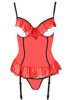 Komplet gorset peek-a-boo i stringi Cherry, Kolor red, Rozmiar S/M, Passion ze sklepu Intymna w kategorii Komplety bielizny damskiej - zdjęcie 184143669