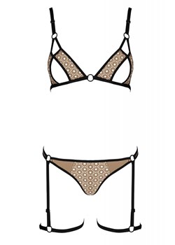 Beżowy komplet z otwartymi miseczkami Gabi set, Kolor beige, Rozmiar S/M, Passion ze sklepu Intymna w kategorii Komplety bielizny damskiej - zdjęcie 184143828