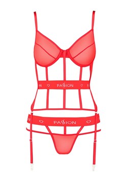 Passion czerwony gorset i stringi damskie KYOUKA, Kolor czerwony, Rozmiar L/XL, Passion ze sklepu Intymna w kategorii Komplety bielizny damskiej - zdjęcie 184143906