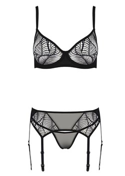 Leafa komplet koronkowy set ECO, Kolor czarny, Rozmiar L/XL, Passion ze sklepu Intymna w kategorii Komplety bielizny damskiej - zdjęcie 184143928