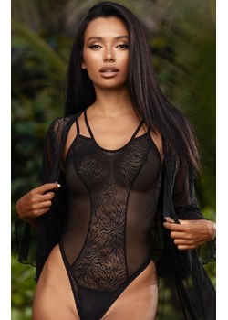 Selaginella czarne tiulowe body ECO, Kolor czarny, Rozmiar L/XL, Passion ze sklepu Intymna w kategorii Body damskie - zdjęcie 184144235