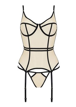 Serara gorset i stringi, Kolor beżowy, Rozmiar L/XL, Passion ze sklepu Intymna w kategorii Gorsety - zdjęcie 184144258