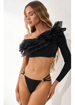 Stringi damskie z kółeczkami Black Desire, Kolor czarny, Rozmiar S, Irall ze sklepu Intymna w kategorii Majtki damskie - zdjęcie 184147459