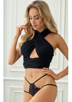 Figi damskie koronkowe z otwartym krokiem HOT ROMANCE, Kolor czarny, Rozmiar uniwersalny, PURE SIN ze sklepu Intymna w kategorii Majtki damskie - zdjęcie 184147735