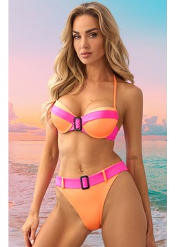 Dwuczęściowy kostium kąpielowy w neonowych kolorach Minori, Kolor pomarańczowo-różowy, Rozmiar L, LivCo Corsetti Fashion ze sklepu Intymna w kategorii Stroje kąpielowe - zdjęcie 184147897