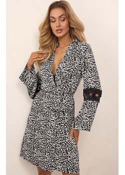 Szlafrok damski Nearan LC 90602, Kolor czarny-wzór, Rozmiar S/M, LivCo Corsetti Fashion ze sklepu Intymna w kategorii Szlafroki damskie - zdjęcie 184147916