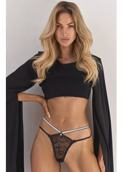 Zmysłowe stringi damskie z paseczkami HOT SILVER STRIPES, Kolor czarno-srebrny, Rozmiar uniwersalny, PURE SIN ze sklepu Intymna w kategorii Majtki damskie - zdjęcie 184148016