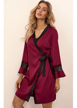 Satynowy szlafrok damski Sussean, Kolor bordowy, Rozmiar S/M, LivCo Corsetti Fashion ze sklepu Intymna w kategorii Szlafroki damskie - zdjęcie 184148226