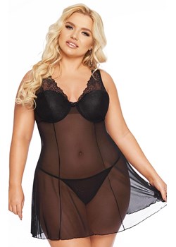 Czarna koszulka babydoll plus size Berta, Kolor czarny, Rozmiar 3XL, SoftLine Collection ze sklepu Intymna w kategorii Koszule nocne - zdjęcie 184148907