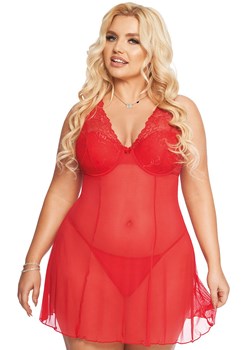 Czerwona koszulka babydoll plus size Berta, Kolor czerwony, Rozmiar 2XL, SoftLine Collection ze sklepu Intymna w kategorii Koszule nocne - zdjęcie 184148908