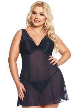 Granatowa koszulka babydoll plus size Berta, Kolor granatowy, Rozmiar XL, SoftLine Collection ze sklepu Intymna w kategorii Koszule nocne - zdjęcie 184148909