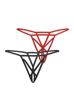 2-pack stringi sznurki z otwartym krokiem Mendi 3113, Kolor czarno-czerwony, Rozmiar L/XL, Teyli ze sklepu Intymna w kategorii Majtki damskie - zdjęcie 184150089