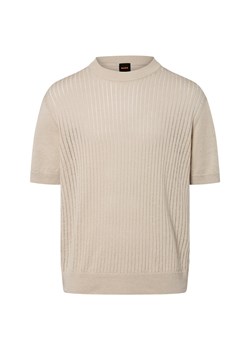 BOSS Orange Męski sweter z dzianiny z zawartością lnu - Ajordino Mężczyźni len beżowy jednolity ze sklepu vangraaf w kategorii Swetry męskie - zdjęcie 184156299