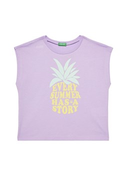 United Colors Of Benetton T-Shirt 3JERC10PB Fioletowy Regular Fit ze sklepu MODIVO w kategorii Bluzki dziewczęce - zdjęcie 184158528