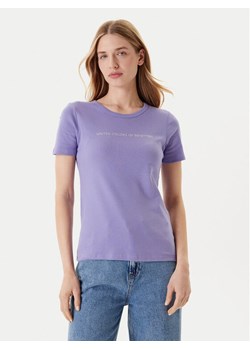 United Colors Of Benetton T-Shirt 3GA2E16A2 Fioletowy Regular Fit ze sklepu MODIVO w kategorii Bluzki damskie - zdjęcie 184158689