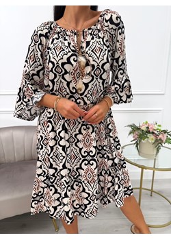 Beżowa Wzorzysta Sukienka Oversize ze sklepu ModnaKiecka.pl w kategorii Sukienki - zdjęcie 184159929