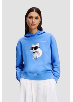KARL LAGERFELD Niebieska damska bluza z kapturem Ikon Aquarelle C, Rozmiar XS ze sklepu outfit.pl w kategorii Bluzy damskie - zdjęcie 184161069