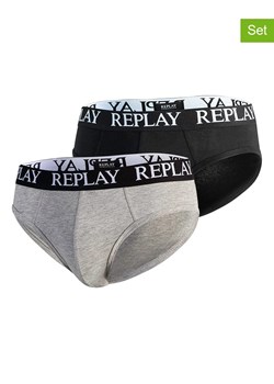 Replay Slipy (2 pary) w kolorze szarym i czarnym ze sklepu Limango Polska w kategorii Majtki męskie - zdjęcie 184161368