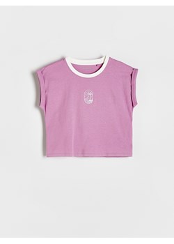Reserved - T-shirt z haftem - fioletowy - id: 5427S-40X - marki Reserved - 184162075 Reserved - T-shirt z haftem - fioletowy ze sklepu Reserved w kategorii Bluzki dziewczęce - zdjęcie 184162075