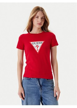 Guess Jeans T-Shirt W4YI04 J1314 Czerwony Slim Fit ze sklepu MODIVO w kategorii Bluzki damskie - zdjęcie 184164979