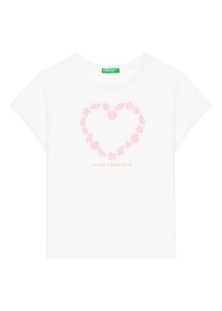 United Colors Of Benetton T-Shirt 3JERG10J3 Biały Regular Fit ze sklepu MODIVO w kategorii Bluzki dziewczęce - zdjęcie 184165066