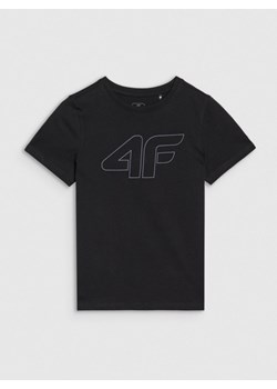 Chłopięcy t-shirt z nadrukiem 4F 4FJWSS25TTSHM2179 - czarny ze sklepu Sportstylestory.com w kategorii T-shirty chłopięce - zdjęcie 184169289
