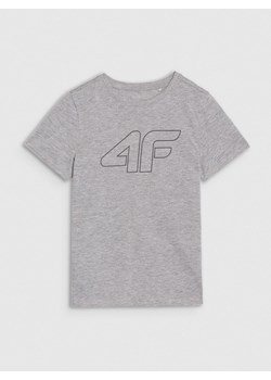 Chłopięcy t-shirt z nadrukiem 4F 4FJWSS25TTSHM2179 - szary ze sklepu Sportstylestory.com w kategorii T-shirty chłopięce - zdjęcie 184169295