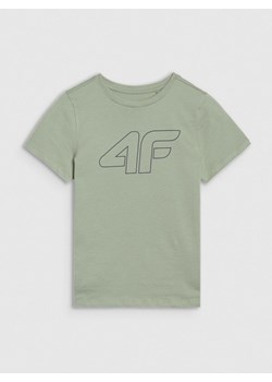 Chłopięcy t-shirt z nadrukiem 4F 4FJWSS25TTSHM2179 - zielony ze sklepu Sportstylestory.com w kategorii T-shirty chłopięce - zdjęcie 184169327
