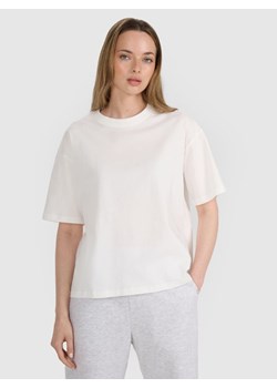 Damski t-shirt oversize bez nadruku 4F 4FRSS25TTSHF2692 - biały ze sklepu Sportstylestory.com w kategorii Bluzki damskie - zdjęcie 184169447