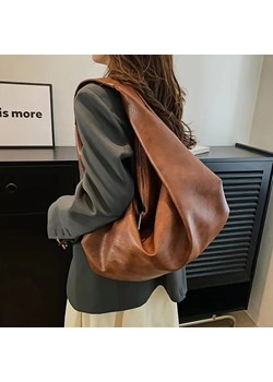 Skórzana duża torba worek - Brązowy ze sklepu Intimica.pl w kategorii Torby Shopper bag - zdjęcie 184169505