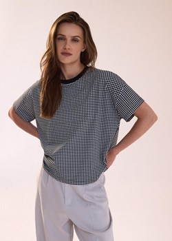 Luźny T-shirt bawełniany we wzór pepitki ze sklepu Diverse w kategorii Bluzki damskie - zdjęcie 184172759