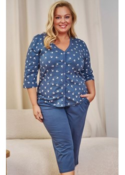 Doctor Nap rozpinana piżama damska plus size PB.7265.DEEP_BLUE, Kolor niebieski-wzór, Rozmiar L, Doctor Nap ze sklepu Intymna w kategorii Piżamy damskie - zdjęcie 184181619