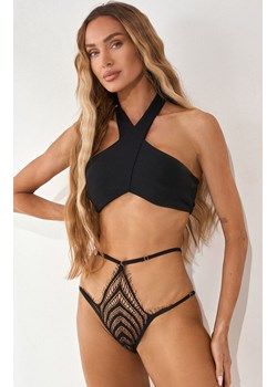 Figi damskie wysokie z paskami ELEGANT PLEASURE, Kolor czarny, Rozmiar S/M/L, PURE SIN ze sklepu Intymna w kategorii Majtki damskie - zdjęcie 184181715