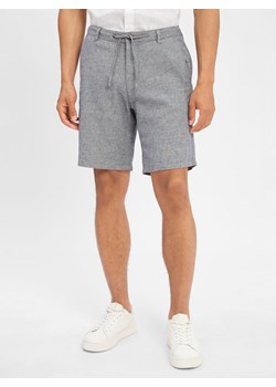 Selected Bermudy z zawartością lnu - SLMRegular-Brody Mężczyźni Bawełna szary wzorzysty ze sklepu vangraaf w kategorii Spodenki męskie - zdjęcie 184182299